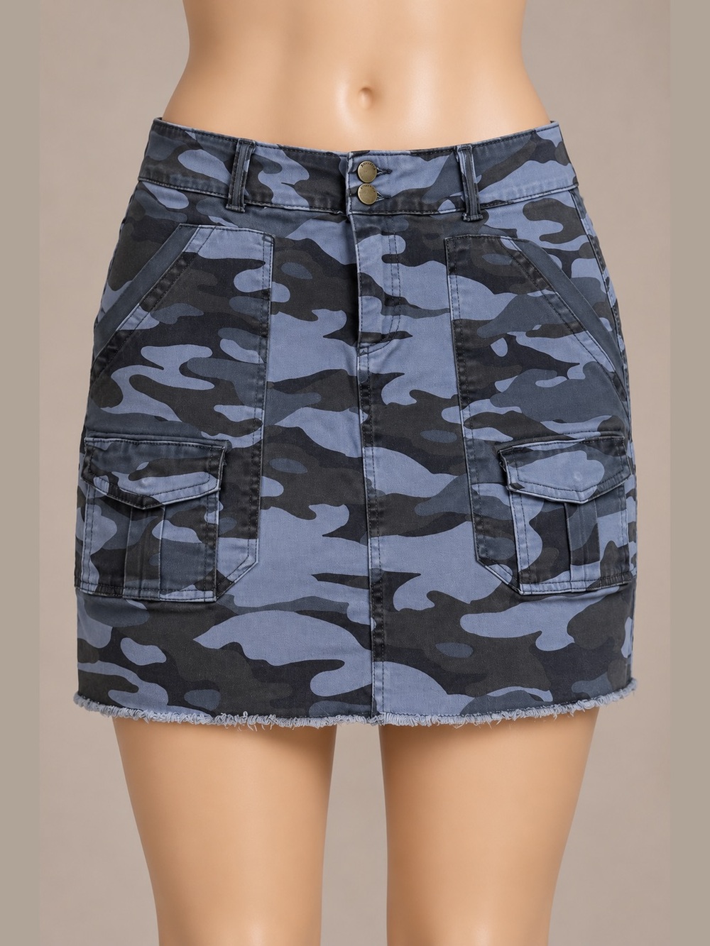 Democracy Absolution Camo Cargo Mini Skirt Size 4 Blue Gray